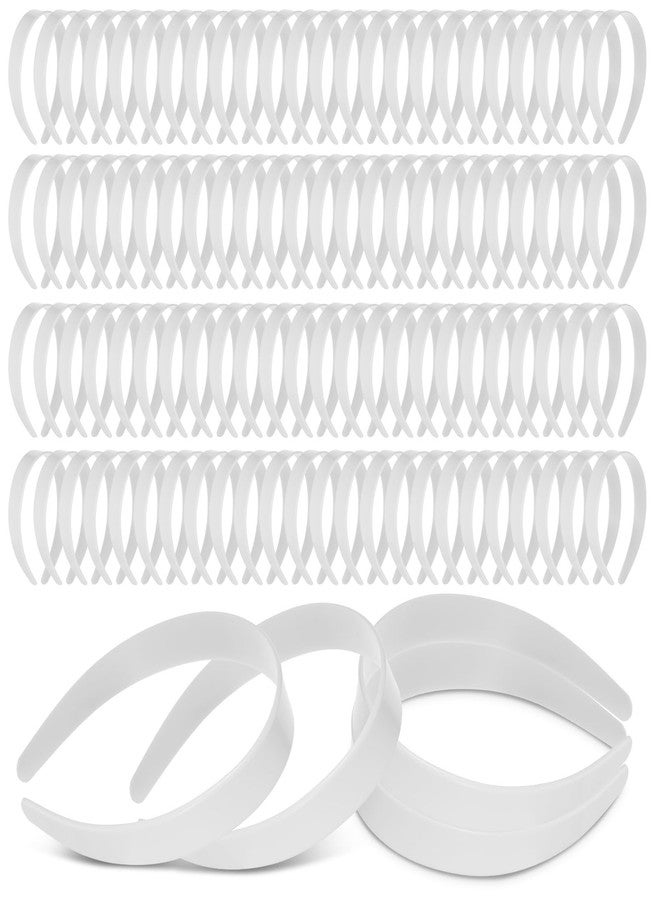 Tobeelec 100 Pcs White Plastic Headbands Bulk, 1 Inch Wide No Teeth Plain DIY Hair Bands for Girls & Women, Hair Band Accessories (White,1 Inch Wide) - Image 1
